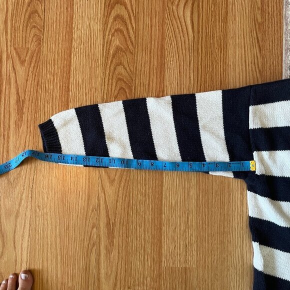 Vintage Sweater Navy White Stripes Stars nautical made in Hong Kong ramie cotton - Picture 9 of 9